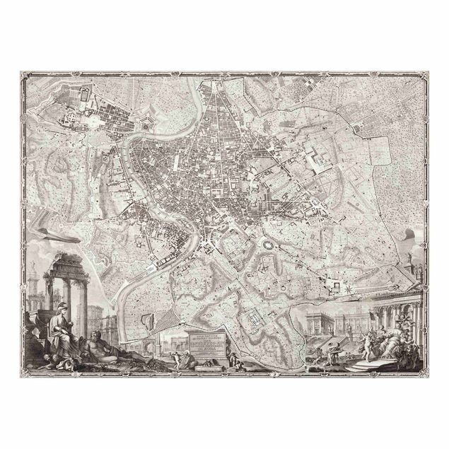 Glass Splashback - Vintage Map Rome - Landscape 3:4