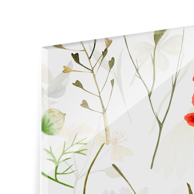 Splashback - Ladybird With Poppies In Watercolour - Square 1:1