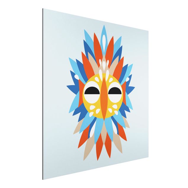 Aluminium dibond Collage Ethnic Mask - Parrot