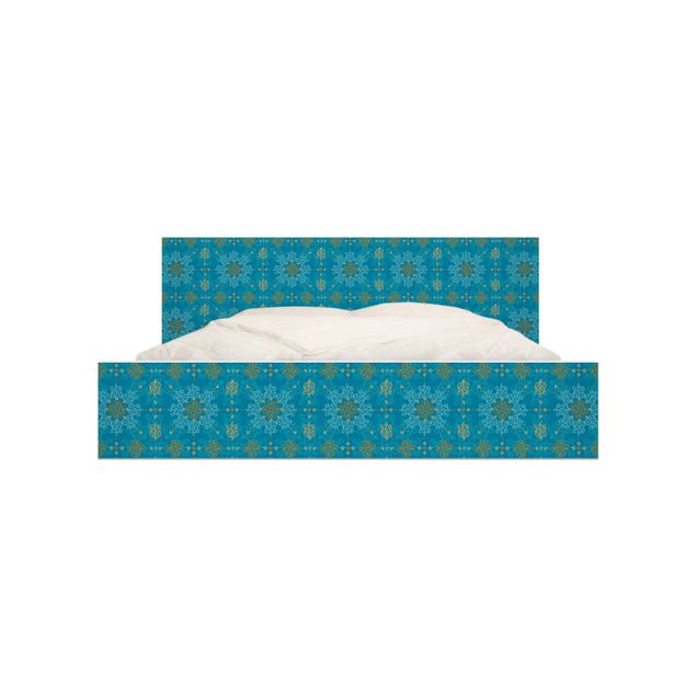 Adhesive film for furniture IKEA - Malm bed 140x200cm - Oriental Ornament Turquoise