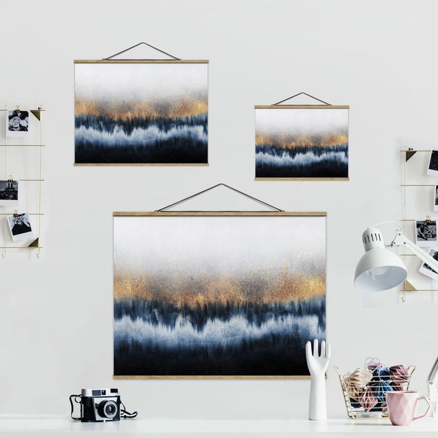 Fabric print with poster hangers - Golden Horizon