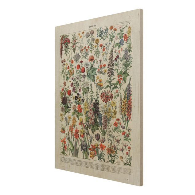 Print on wood - Vintage Board Flowers IV