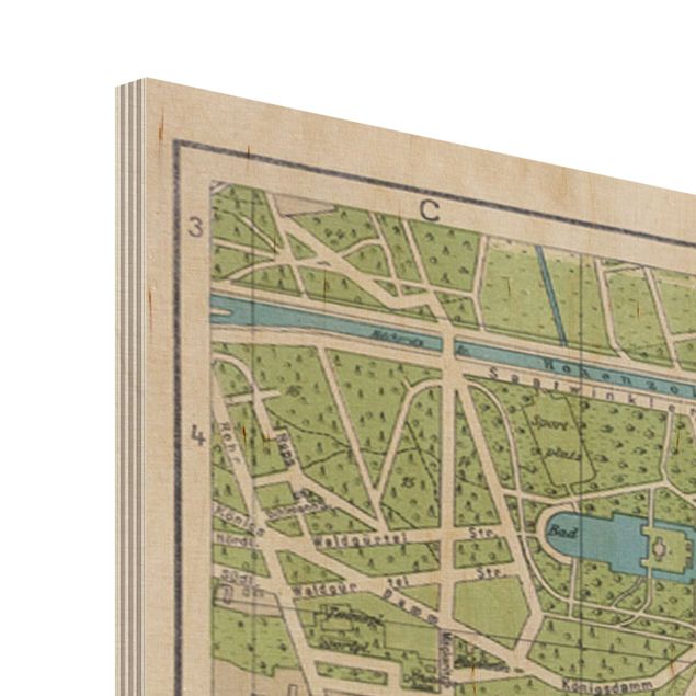 Print on wood - Vintage Map Berlin