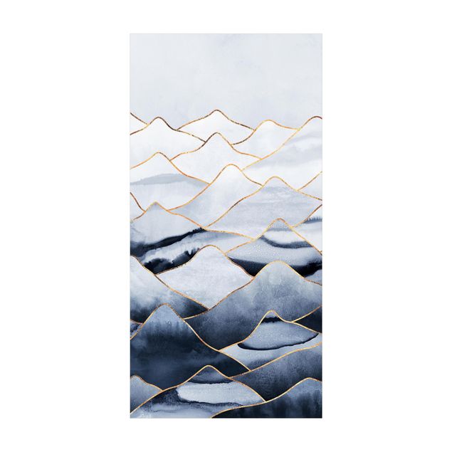 Abstract rugs Watercolour Mountains White Gold