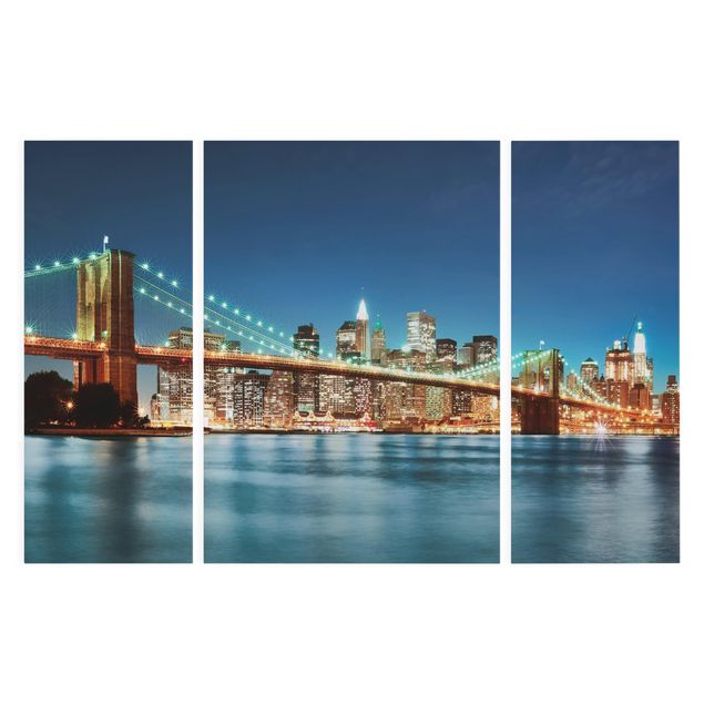 Print on canvas 3 parts - Nighttime Manhattan Bridge