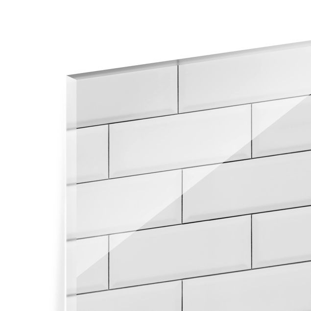Glass Splashback - White Ceramic Tiles - Landscape 3:4