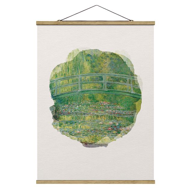 Fabric print with poster hangers - Water Colours - Claude Monet - Japanese Bridge