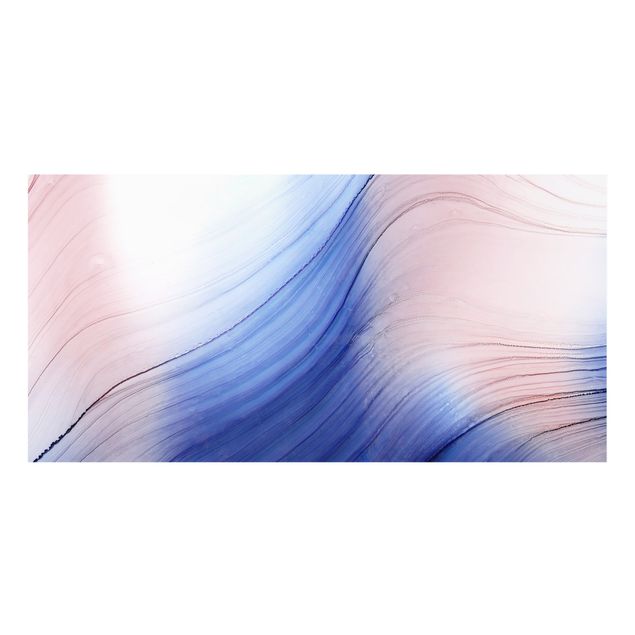 Splashback - Mottled Colours Blue With Light Pink - Landscape format 2:1