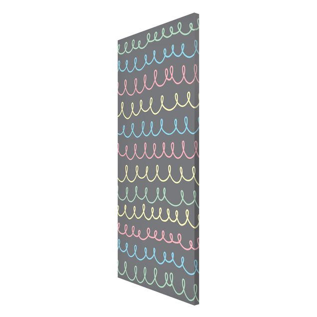 Magnetic memo board - Drawn Pastel Coloured Squiggly Lines On Grey Backdrop
