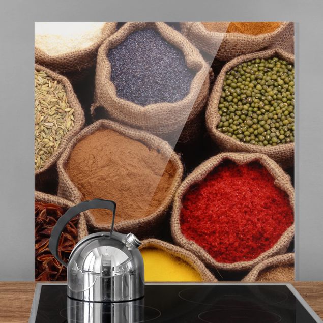 Glass splashback spices and herbs Colourful Spices