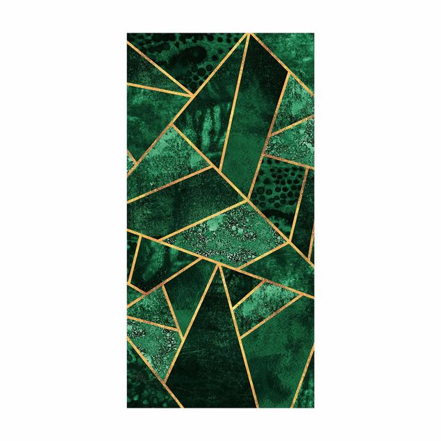 modern abstract rug Dark Emerald With Gold