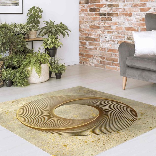 outdoor patio rugs Line Art Circling Spirale Gold