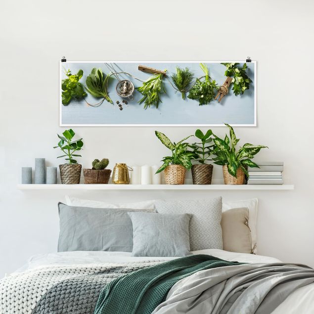 Panoramic poster kitchen - Bundled Herbs