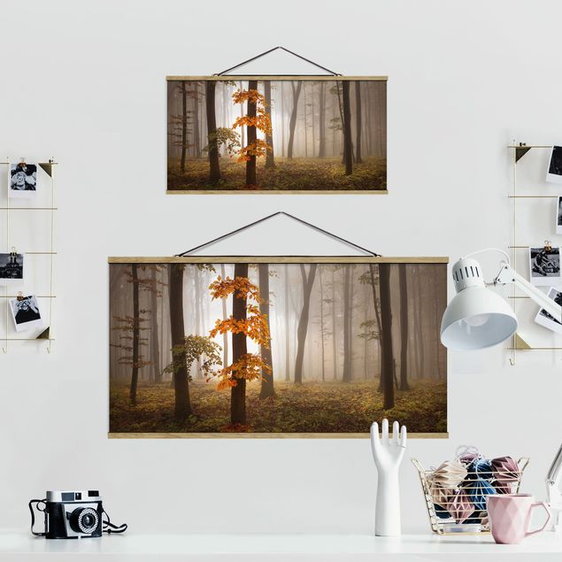 Fabric print with poster hangers - November Forest