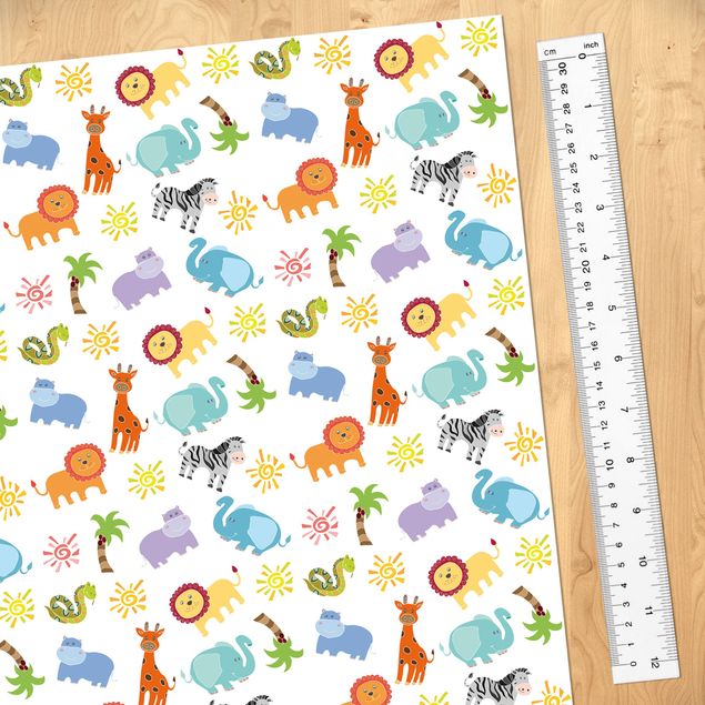 Adhesive film for furniture - Animals From Africa Children Pattern