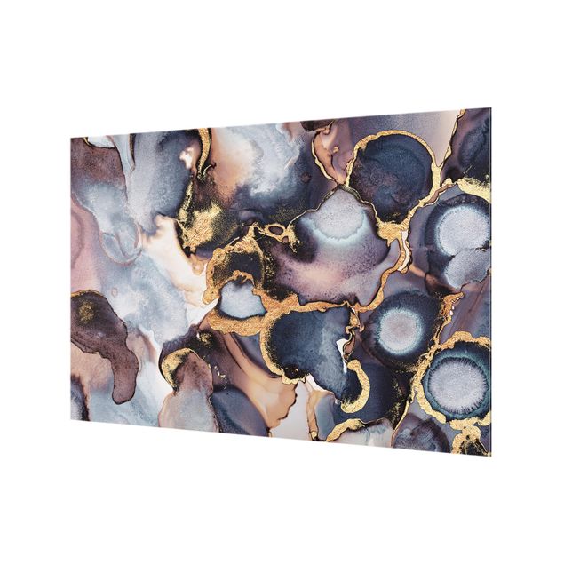 Glass splashbacks Marble Watercolour With Gold