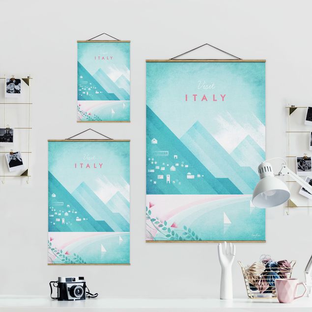 Fabric print with poster hangers - Travel Poster - Italy