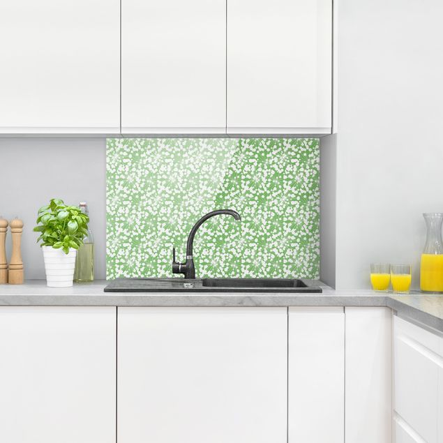 Glass splashback abstract Natural Pattern Dandelion With Dots In Front Of Green