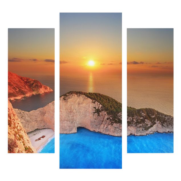 Print on canvas 3 parts - Sunset Over Zakynathos