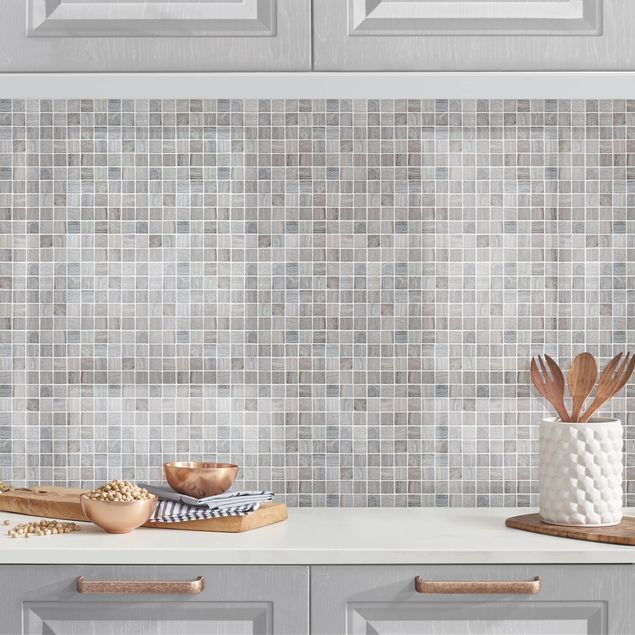 Kitchen splashback patterns Mosaic Tiles Marble Look