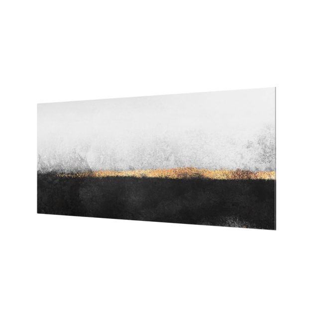 Splashback - Abstract Golden Horizon Black And White