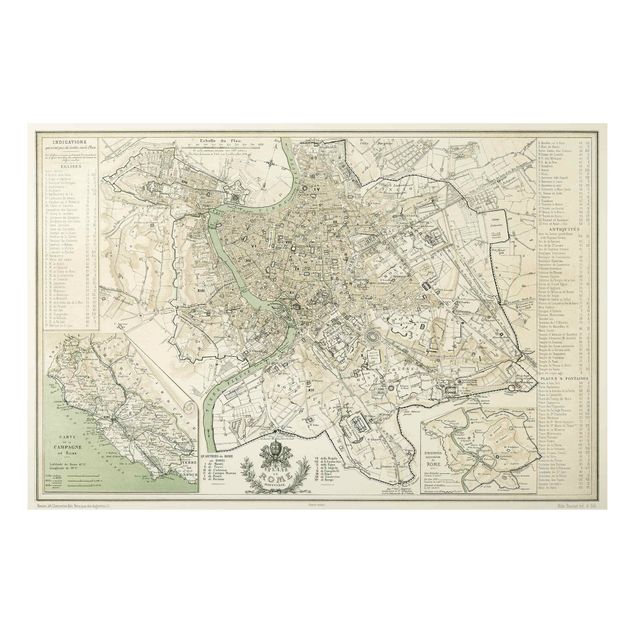 Print on aluminium - Vintage Map Rome Antique