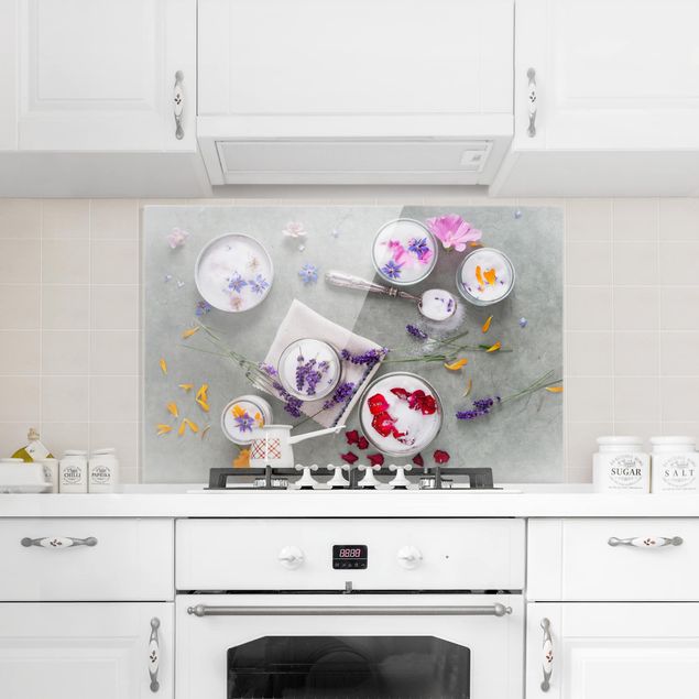 Glass splashback kitchen Edible Flowers With Lavender Sugar