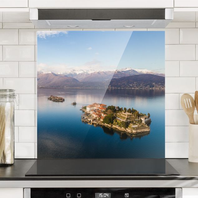 Glass splashback architecture and skylines Island Isola Bella In Italy