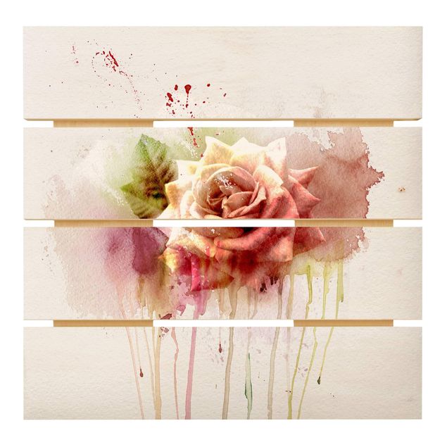 Print on wood - Watercolour Rose