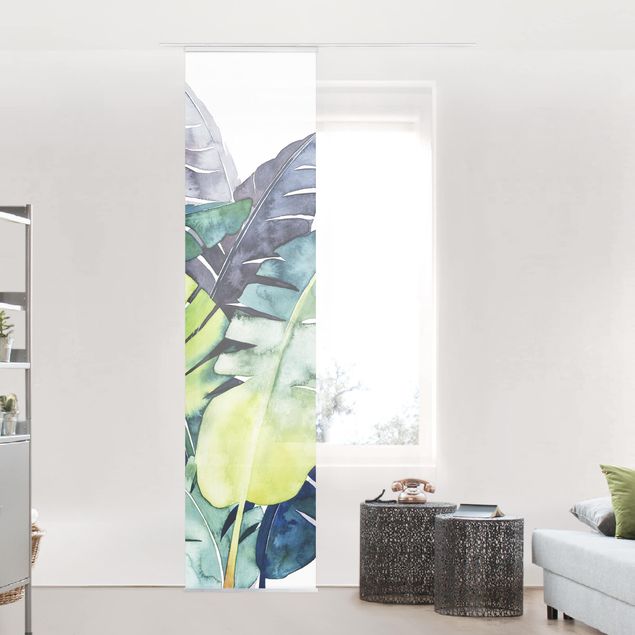 Sliding panel curtains set - Exotic Foliage - Banana