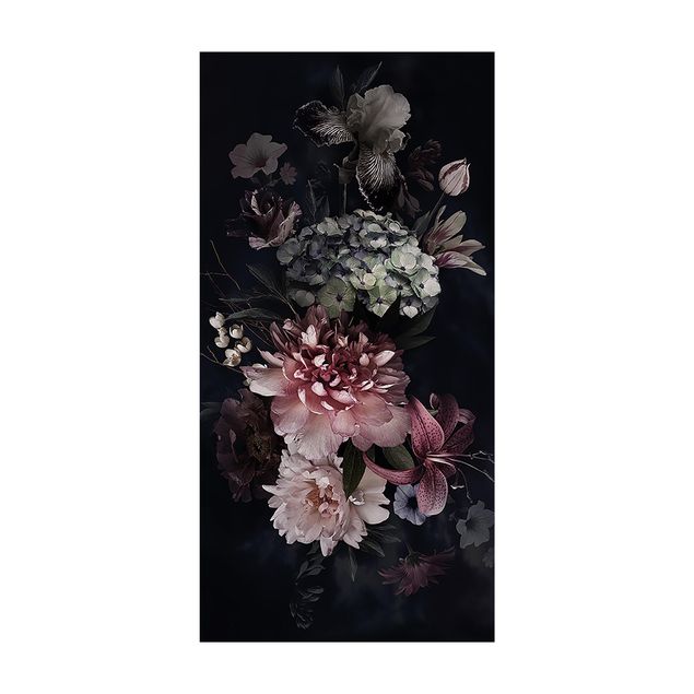 floral area rugs Flowers With Fog On Black