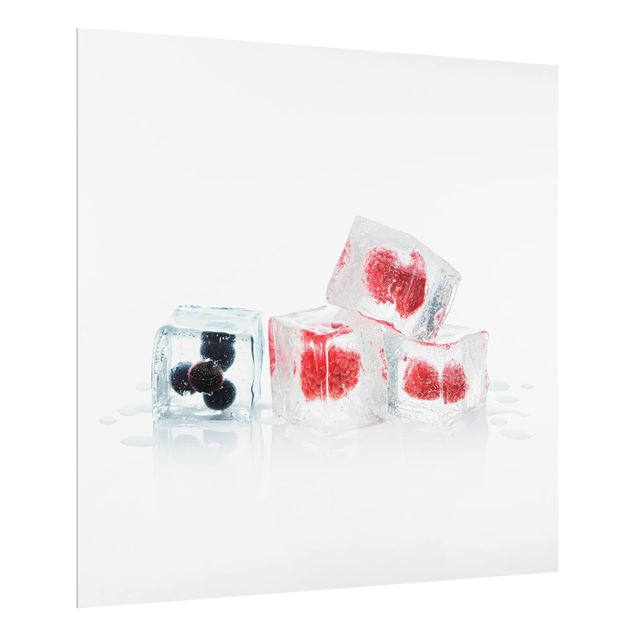 Glass Splashback - Fruits In Ice Cube - Square 1:1
