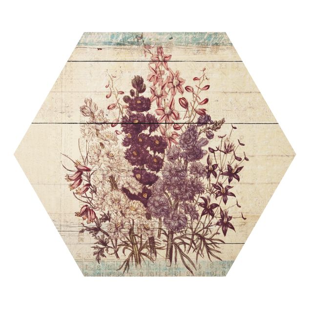 Alu-Dibond hexagon - Botanical Vintage Ostrich