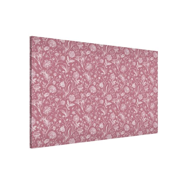 Magnetic memo board - Flower Dance On Antique Pink
