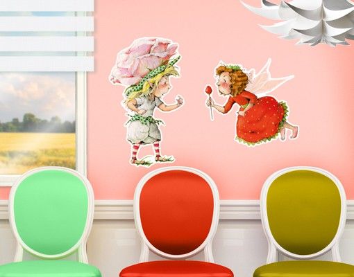 Fairy wall decal No.678 Little Strawberry Strawberry Fairy - Pink Rose