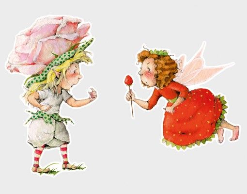 Wall decal No.678 Little Strawberry Strawberry Fairy - Pink Rose