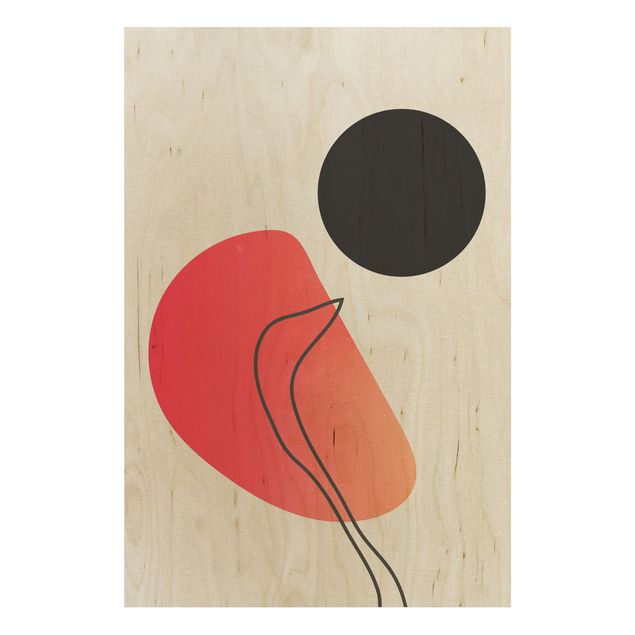 Print on wood - Abstract Shapes - Black Sun