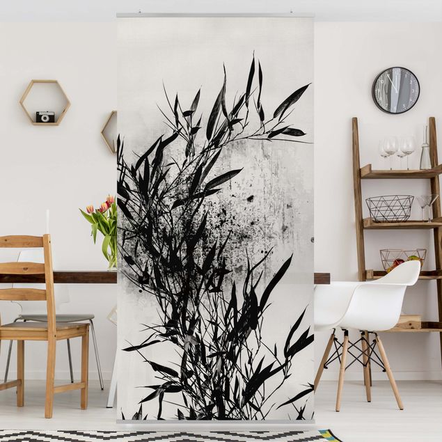 Room divider - Graphical Plant World - Black Bamboo