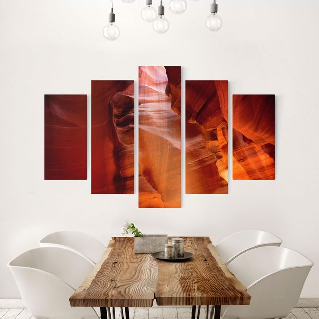 Print on canvas 5 parts - Light Beam In Antelope Canyon
