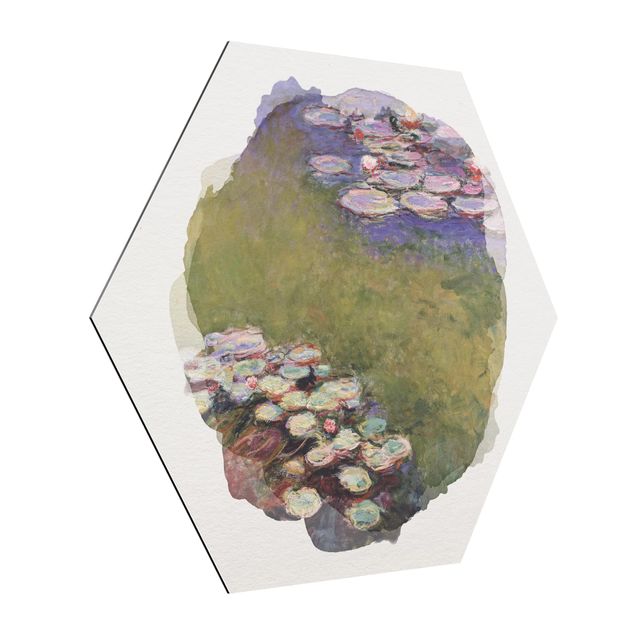Alu-Dibond hexagon - WaterColours - Claude Monet - Water Lilies