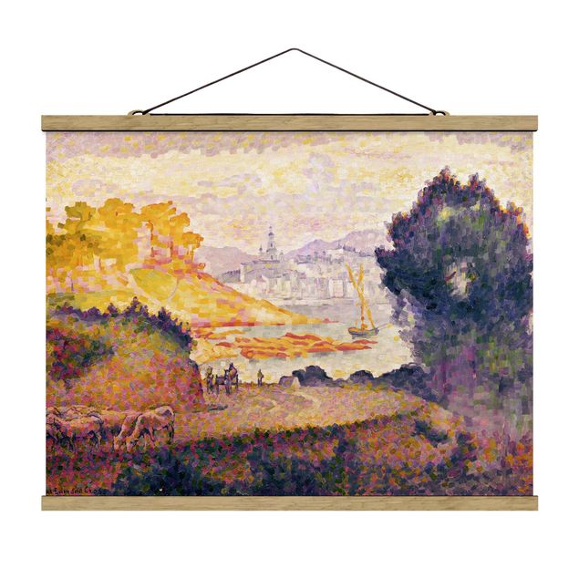 Fabric print with poster hangers - Henri Edmond Cross - View of Menton