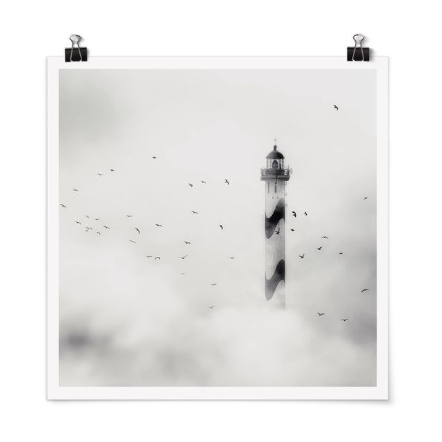 Poster - Lighthouse In The Fog