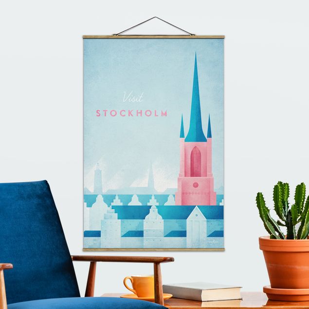 Fabric print with poster hangers - Travel Poster - Stockholm