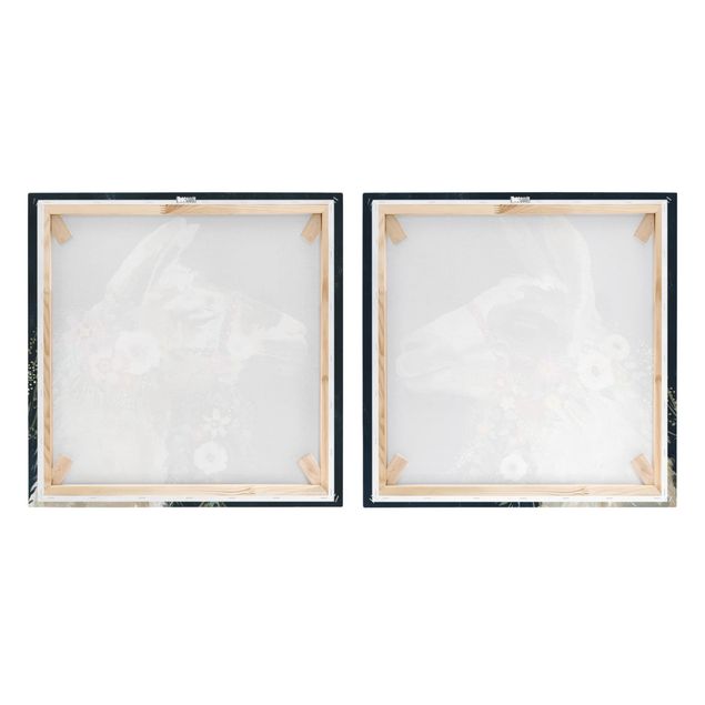 Print on canvas - Lama With Floral Decoration Set I