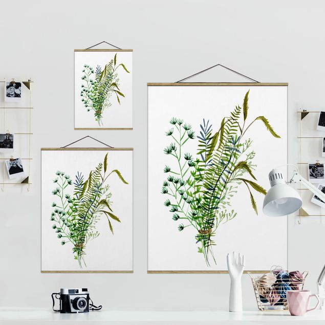 Fabric print with poster hangers - Meadow Grasses II