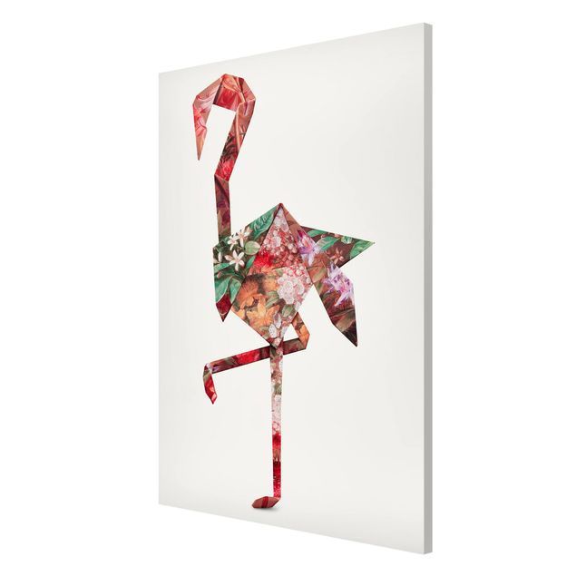 Magnetic memo board - Origami Flamingo