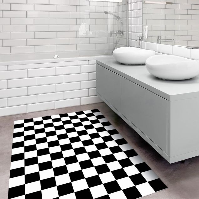Modern rugs Geometrical Pattern Chessboard Black And White