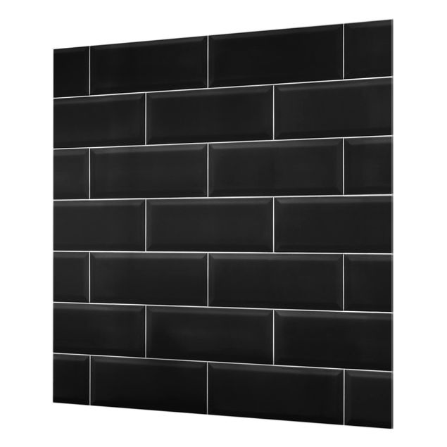 Glass Splashback - Ceramic Tiles Black - Square 1:1
