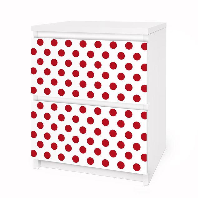 Adhesive film for furniture IKEA - Malm chest of 2x drawers - No.DS92 Dot Design Girly White
