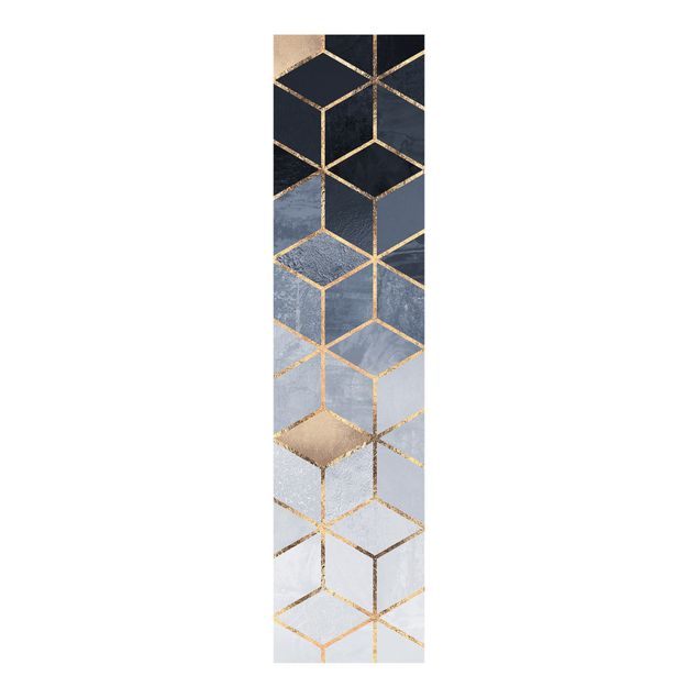 Sliding panel curtain - Blue White Golden Geometry